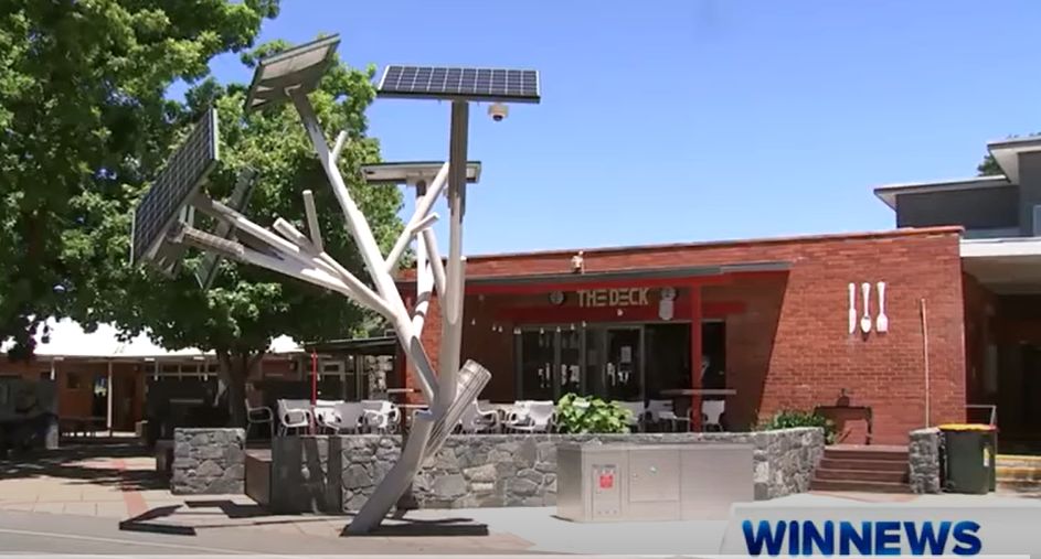 Image features Greenplate Solar Standalone BBQ and EVT Energy's Solar Tree.