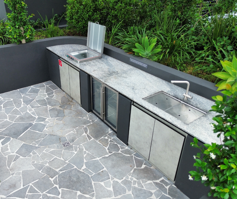 Overview shot of the Greenplate BBQ and cabinet at The Sinclair Apartments.