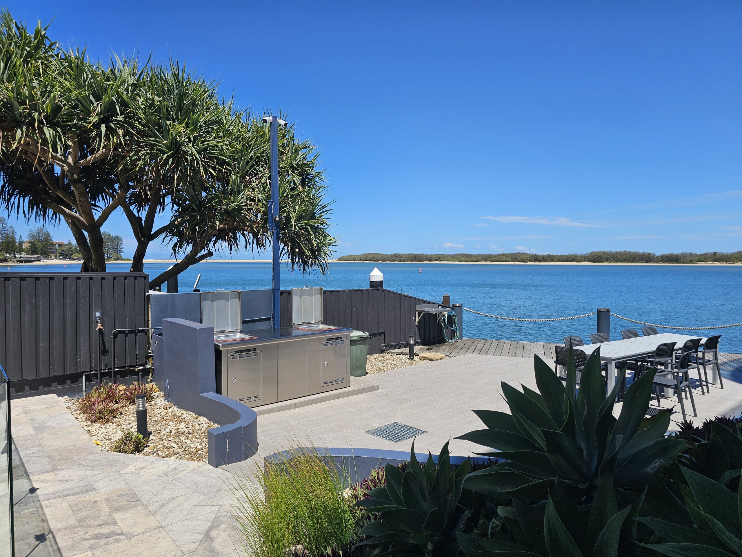 Matilda BBQ Cabinet installed at Watermark Resort front angle view.